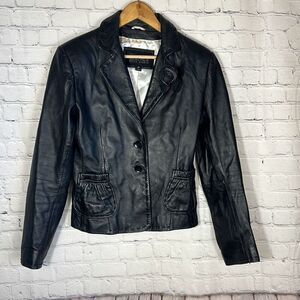 Wilsons Leather Pelle Studios Womens Black Leather Jacket size M Medium READ